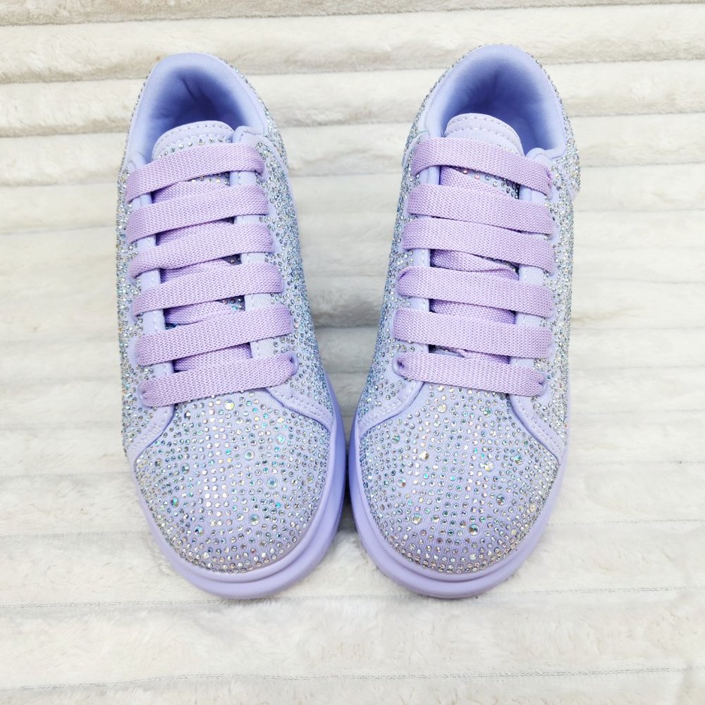 Comfy Cush Baby Lilac Purple Rhinestone Fashion Sneakers Tennis Shoes - Picture 7 of 9